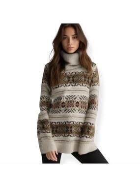 𝅺Vintage Women's Chunky Knit Turtleneck Oversized Sweater Large